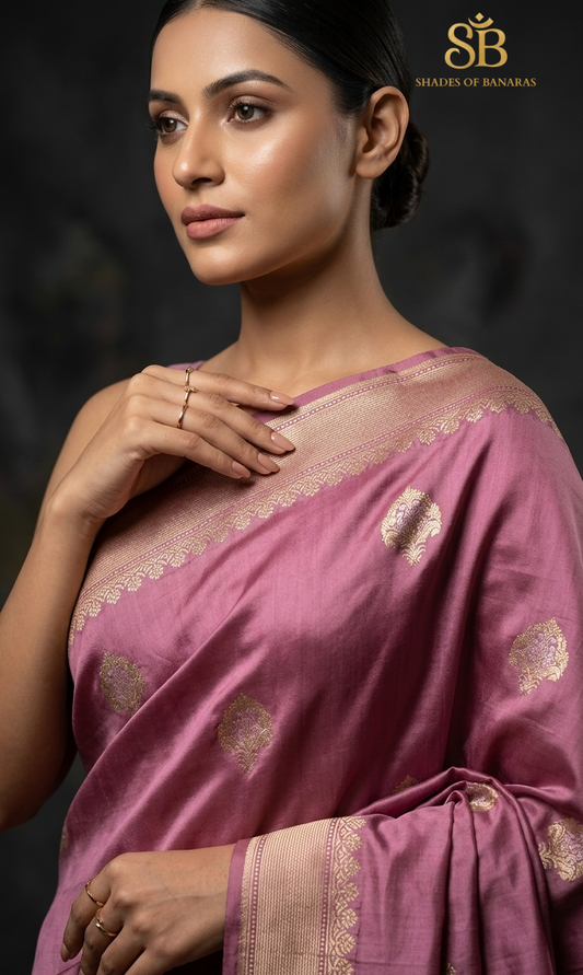 Baby Pink Luxe Couture: Pure Mashru Silk Kadhua Buti Banarasi Saree by Shades Of Banaras - banarasi - banarasi saree shop - banarasi saree manufacturers - banarasi saree wholesale - banaraasi sarees - banarasi sari - banarasi saris - silk saree - silk sari - wedding saree - wedding sari - designer sari - wedding collection - gifting