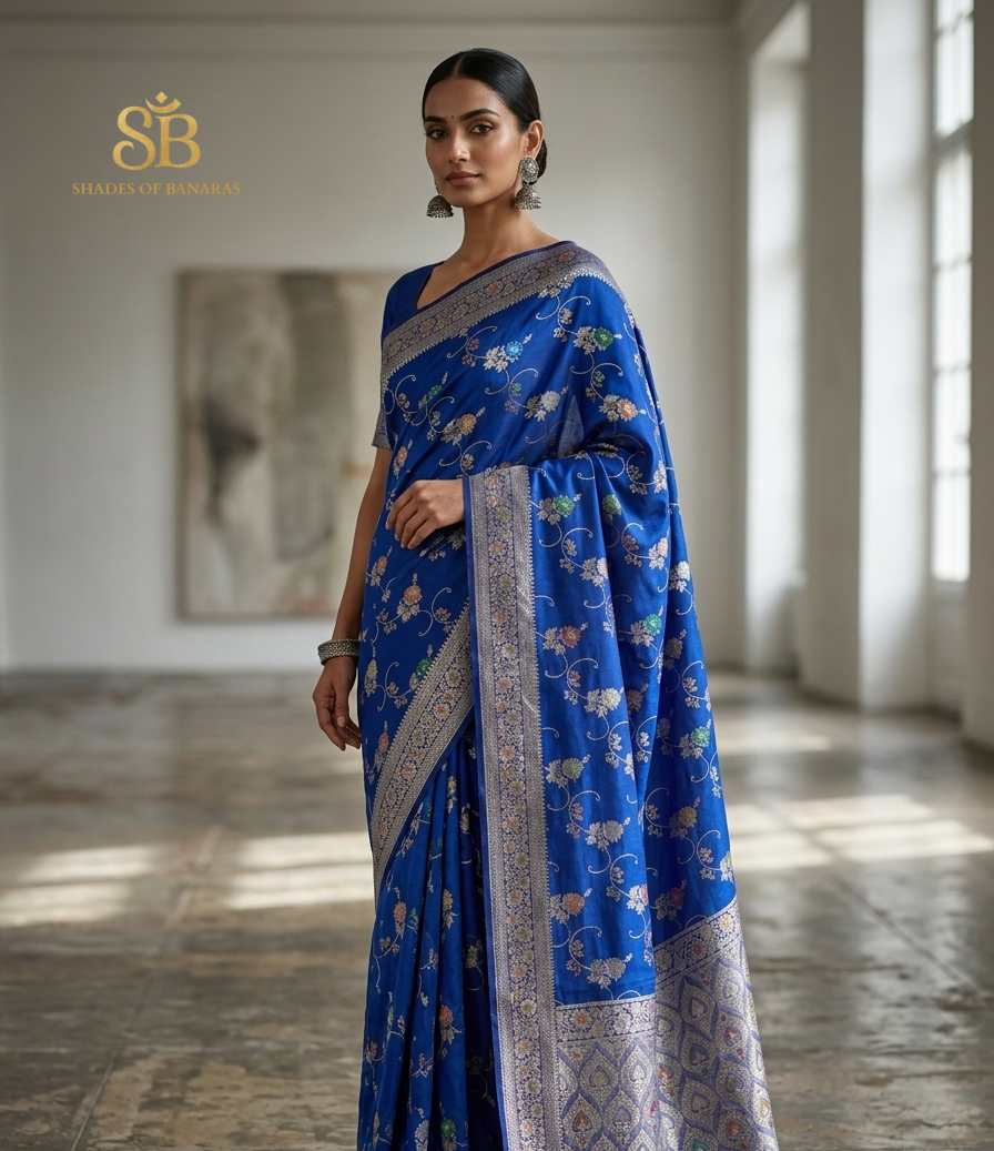 Zaffiro Divina Couture Pure Katan Silk Banarasi Saree In Minakari Jaal