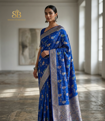 Zaffiro Divina Couture Pure Katan Silk Banarasi Saree In Minakari Jaal