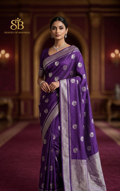 Viola Fiorita Cutwork Butis Couture Pure Cotton Silk Banarasi Saree