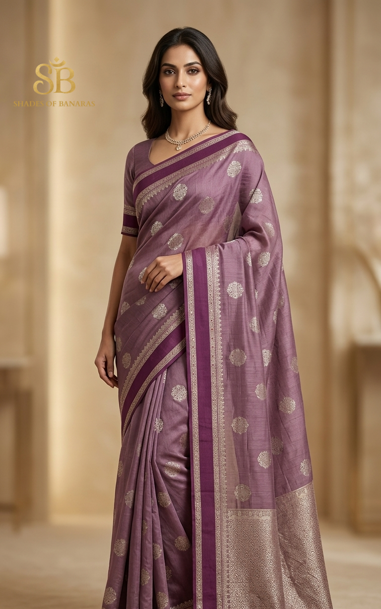 Lavanda Serena Cutwork Butis Couture Pure Mango Silk Banarasi Saree