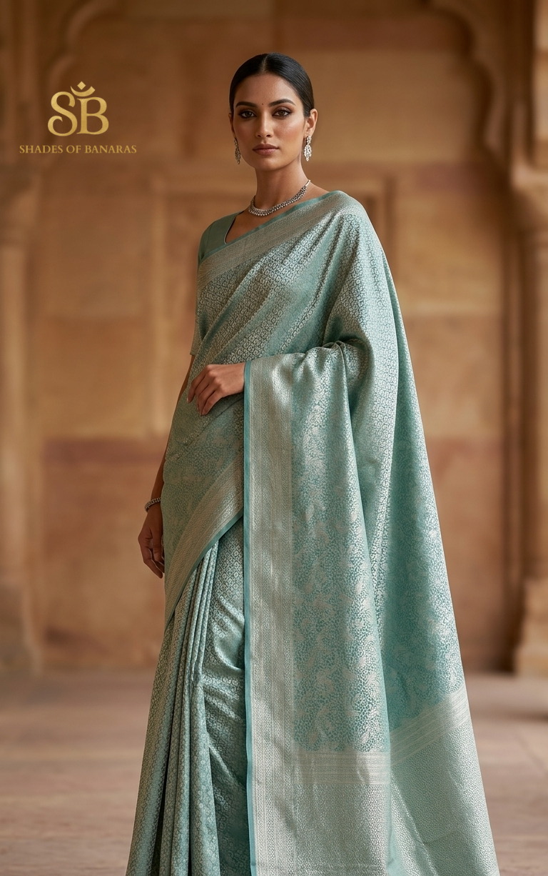 Azzurra Serena Tanchui Couture Pure Silk Banarasi Saree
