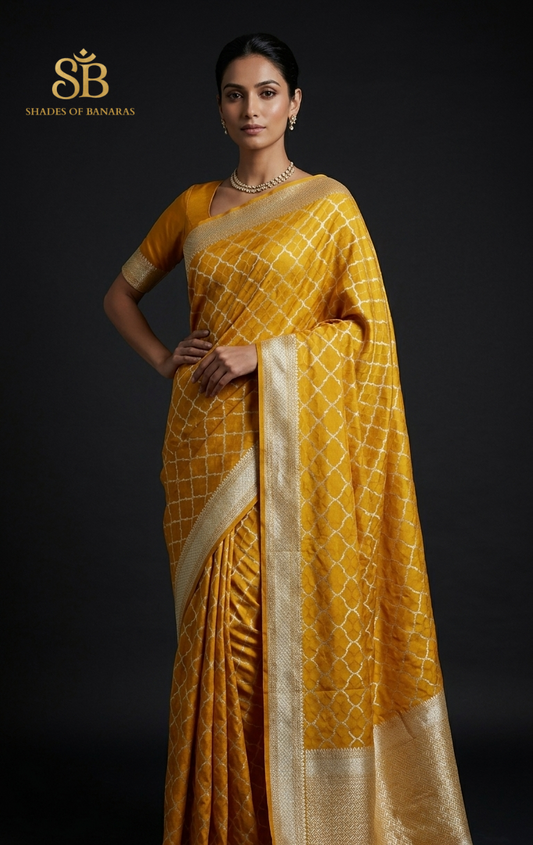 Aurea Solare Tanchui Couture Pure Silk Banarasi Saree – authentic Banarasi handloom weave – Shades of Banaras