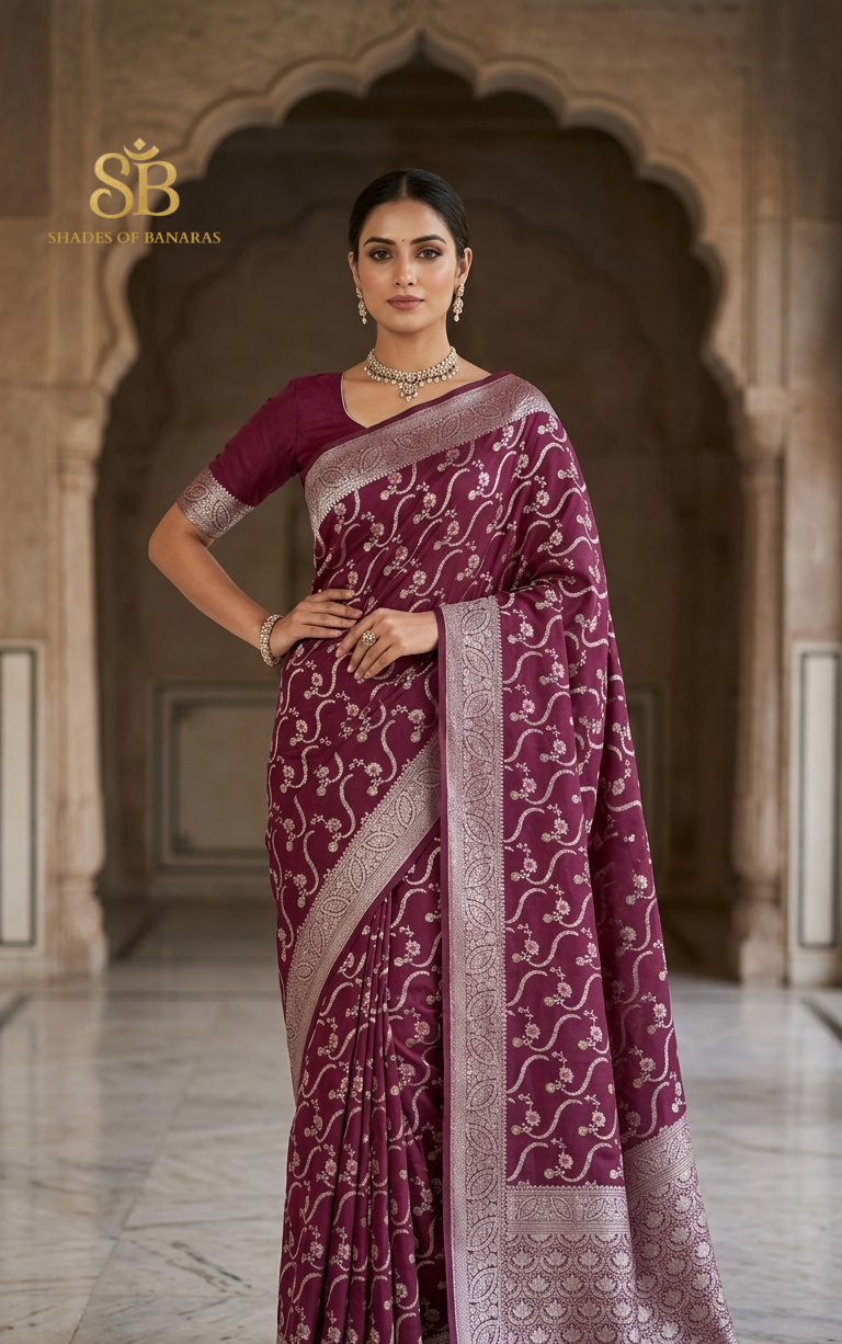 Vino Intreccio Meenakaari Couture Pure Dupion Silk Banarasi Saree