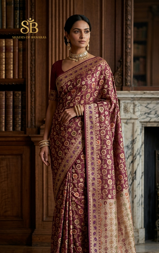 Vino Regale Pekhwa Couture Pure Khaddi Chiffon Banarasi Saree