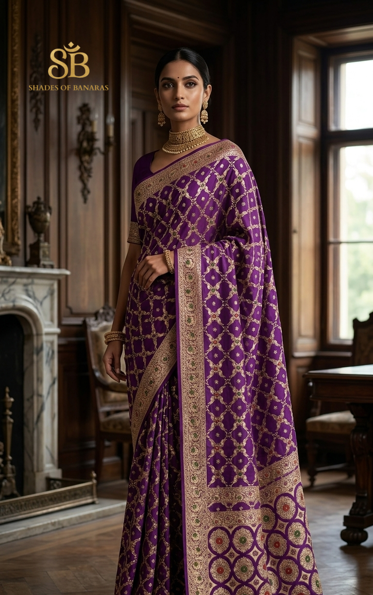 Viola Imperiale Pekhwa Couture Pure Khaddi Chiffon Banarasi Saree