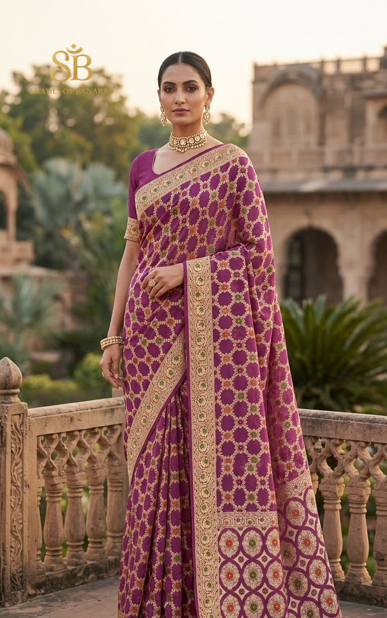 Rosa Sovrana Pekhwa Couture Pure Khaddi Chiffon Banarasi Saree