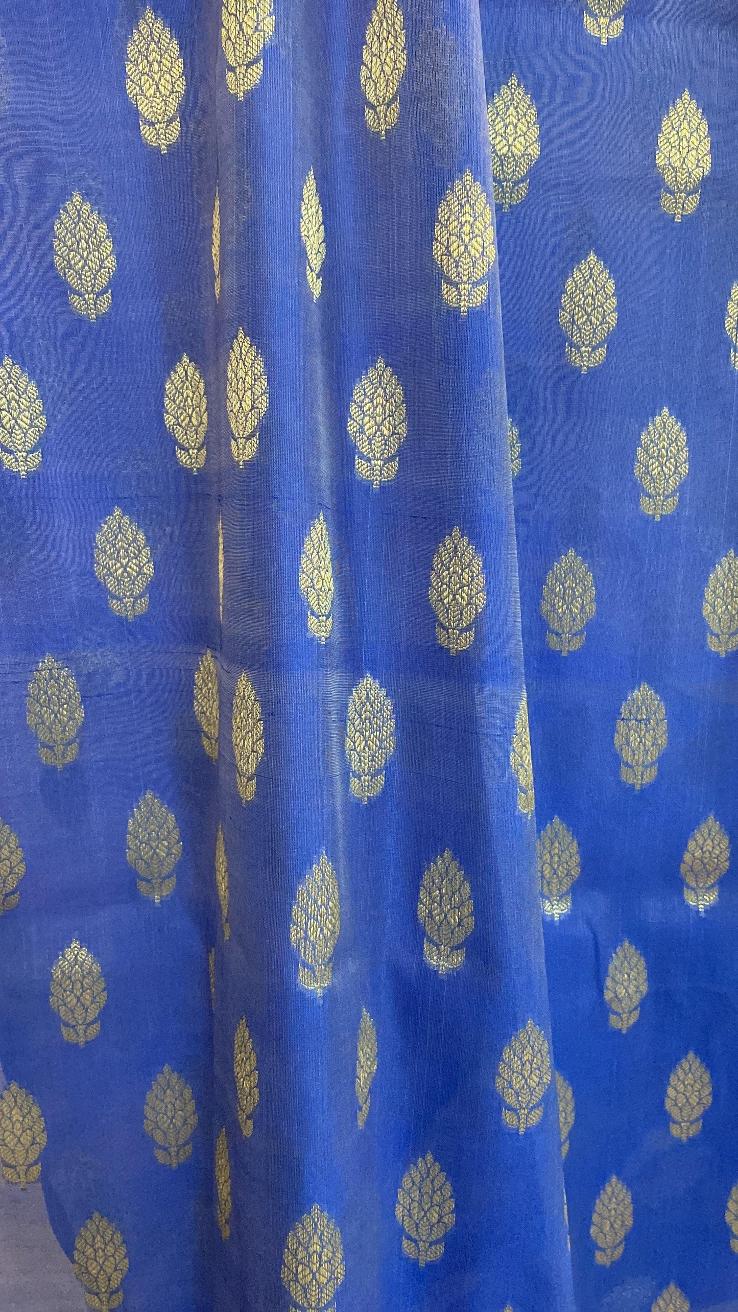 Blue Banarasi cotton handloom 3 pcs suit set with Tissue Dupatta by Shades Of Benares - banarasi - banarasi saree shop