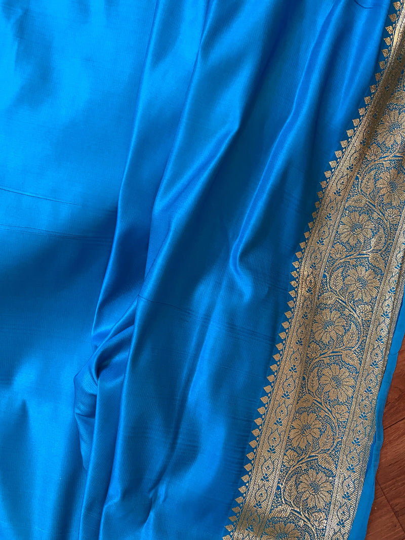 Captivating Blue Banarasi Handloom Silk Saree: A Wedding Masterpiece - Shades Of Benares
