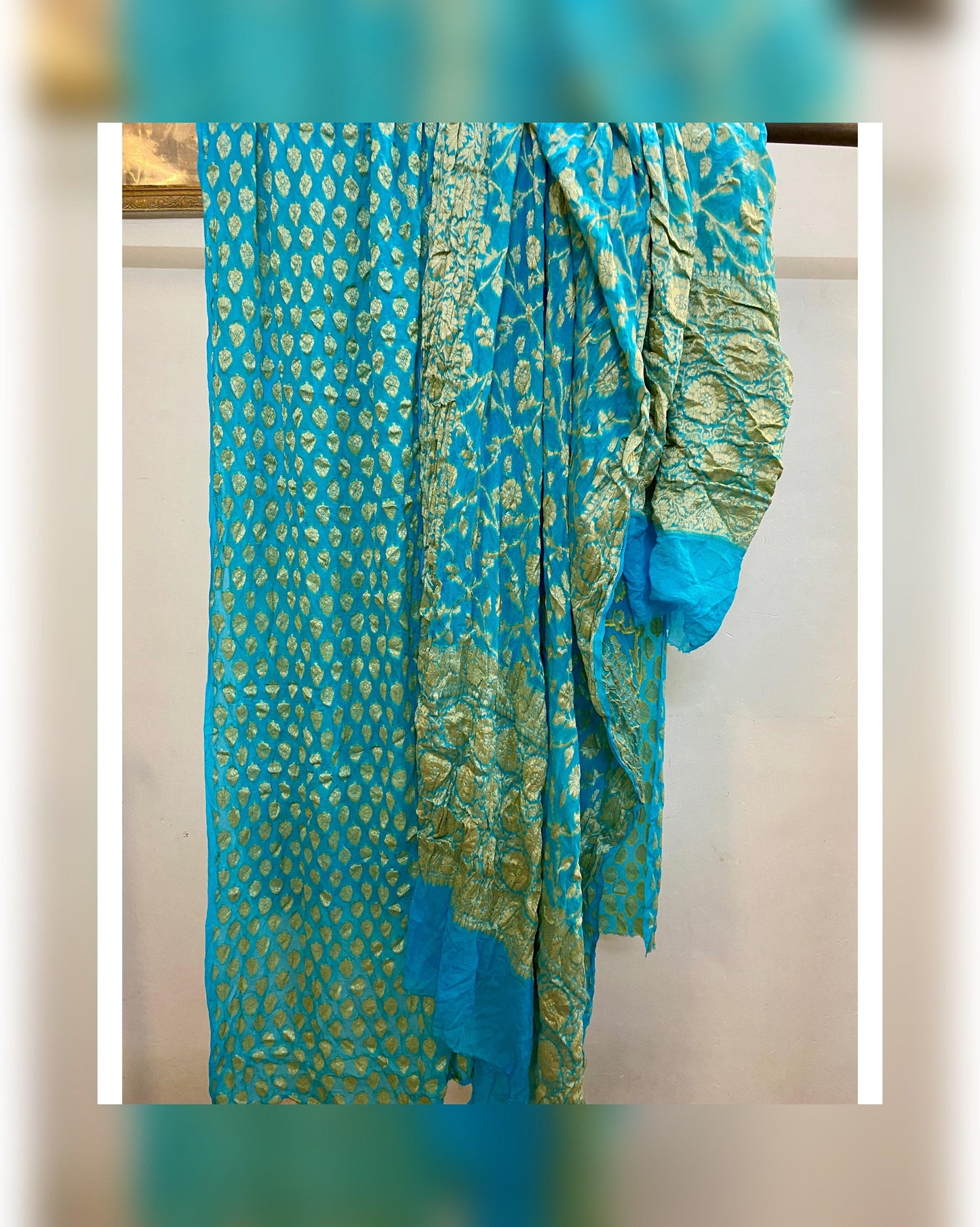 Captivating Hand Brush Dye Blue 3 pcs Khaddi Georgette Banarasi Dress Material by MBSOB - banarasi - banarasi saree shop