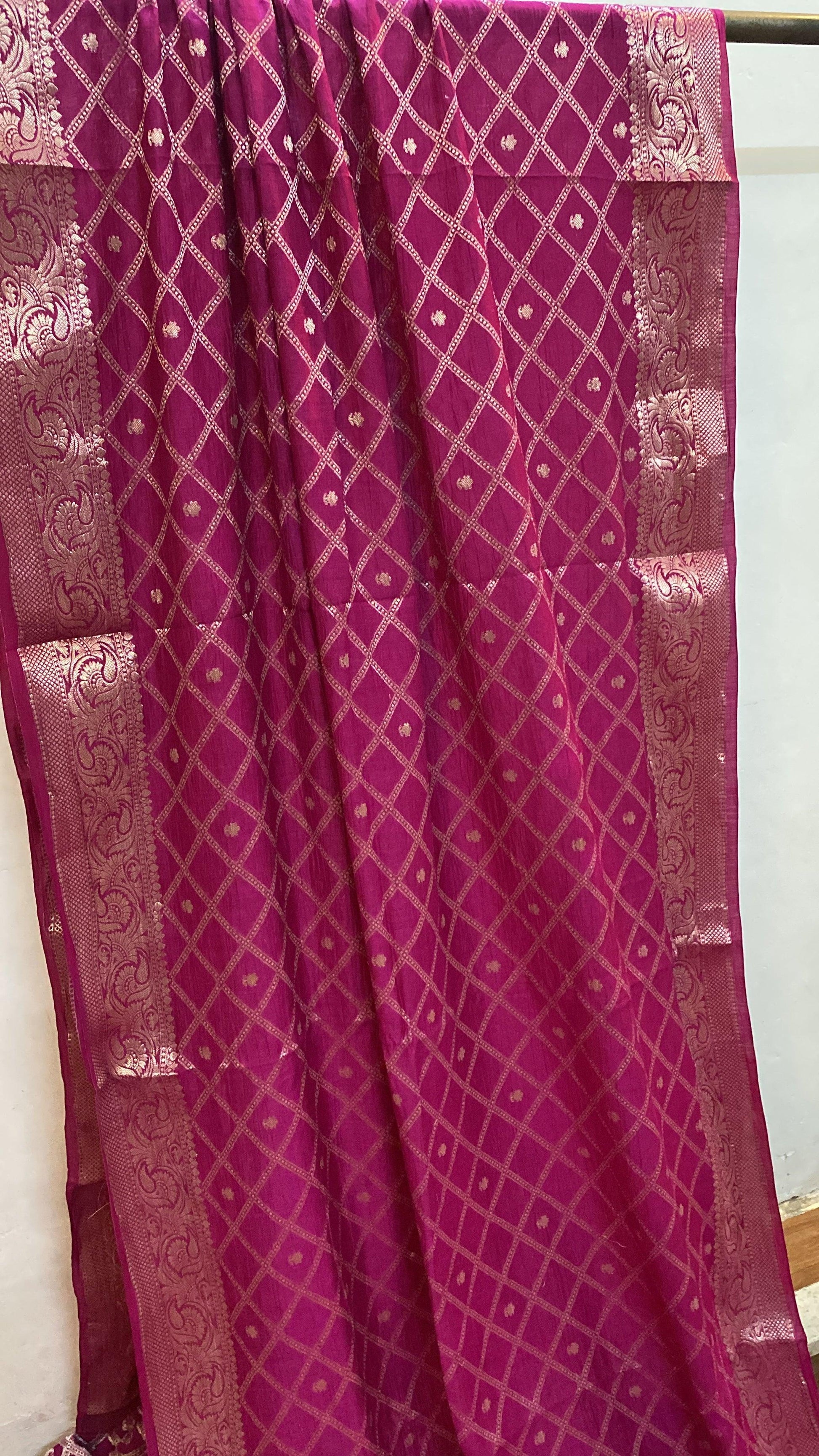 Elegant Charm: Pink Pure Moonga Silk Handloom Banarasi Sari by Shades Of Benares - banarasi - banarasi saree shop