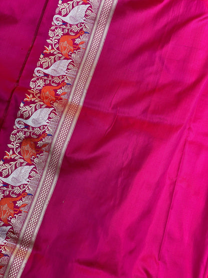 Elegant Pink Kadhwa Sona Rupa Saree | Exquisite Shikargaah Weave by Shades Of Benares - banarasi - banarasi saree shop