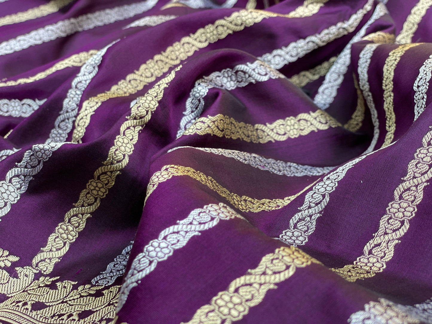 Elegant Purple Shikargaah Banarasi Silk Saree with Kadhwa Sona Rupa by Shades Of Benares - banarasi - banarasi saree shop