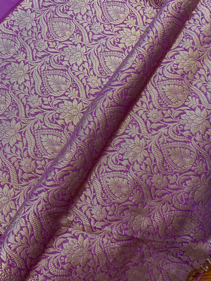 Enchanting Light Purple Handloom Georgette Banarasi Sari: A Versatile Wardrobe Essential by Shades Of Benares - banarasi - banarasi saree shop