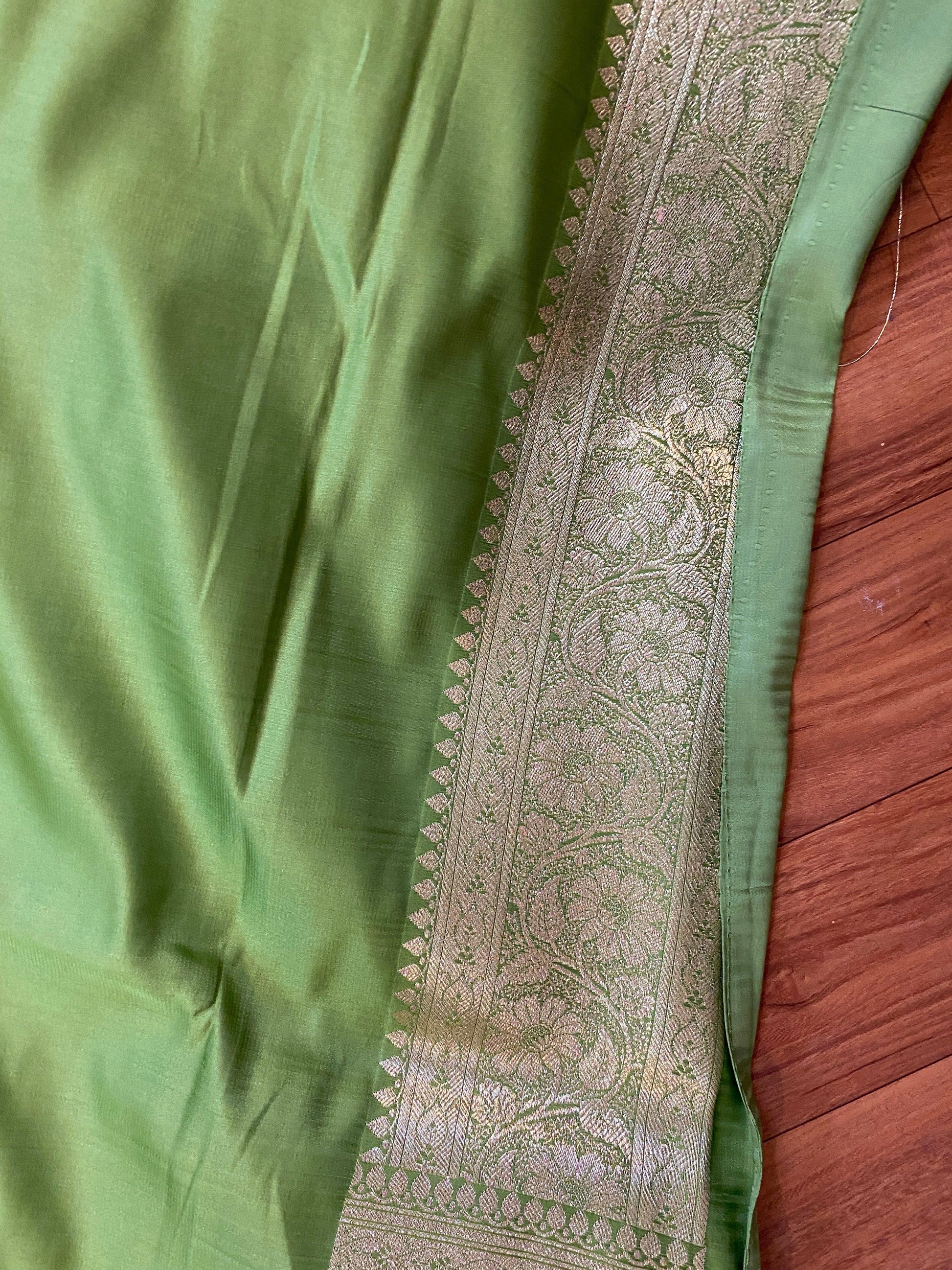 Enchanting Pastel Green Banarasi Handloom Silk Saree: Elevate Your Formal Ensemble by Shades Of Benares - banarasi - banarasi saree shop