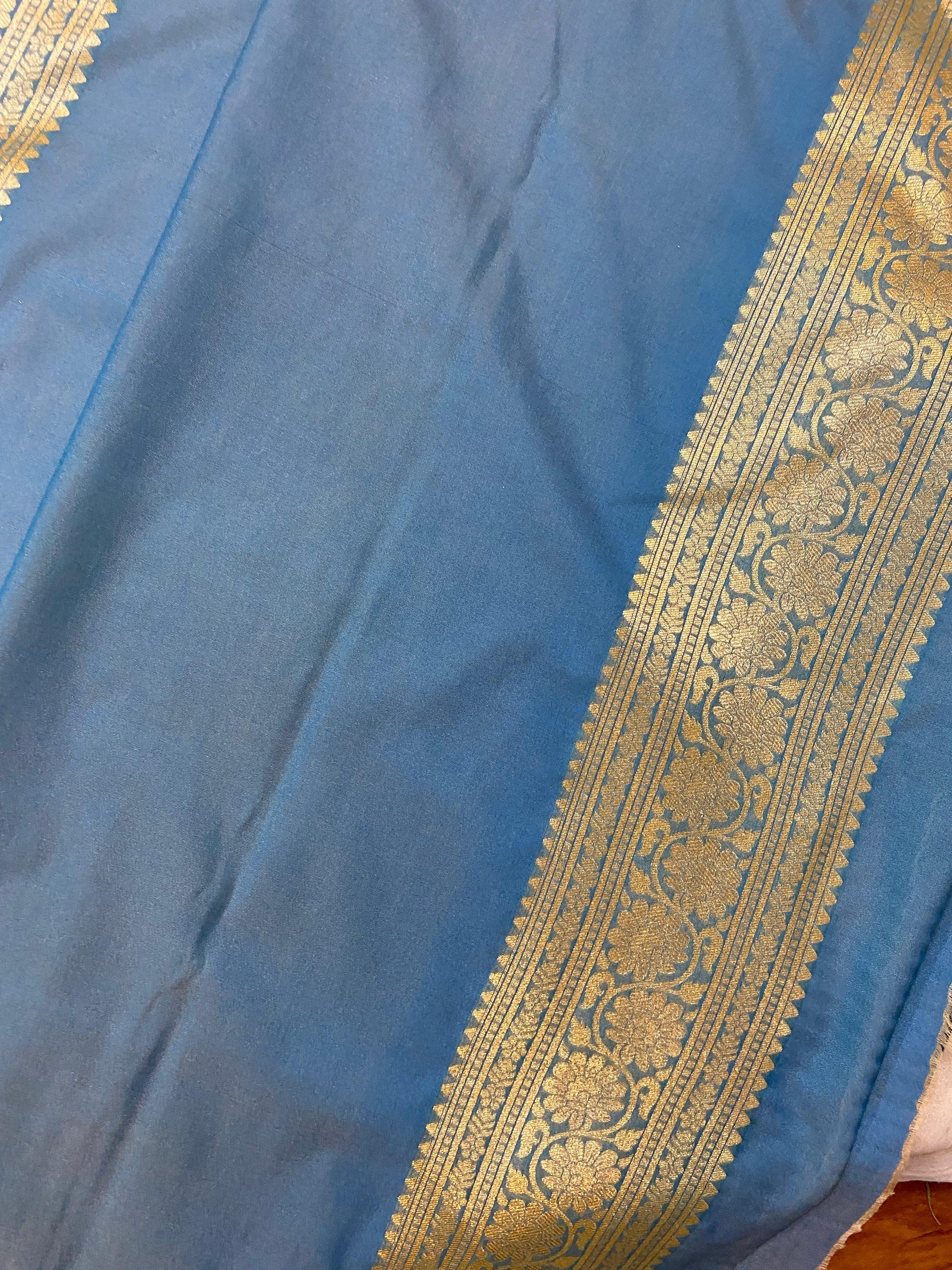 Exquisite Blue Handwoven Katan Uppada Silk Banarasi Saree by Shades Of Benares - banarasi - banarasi saree shop