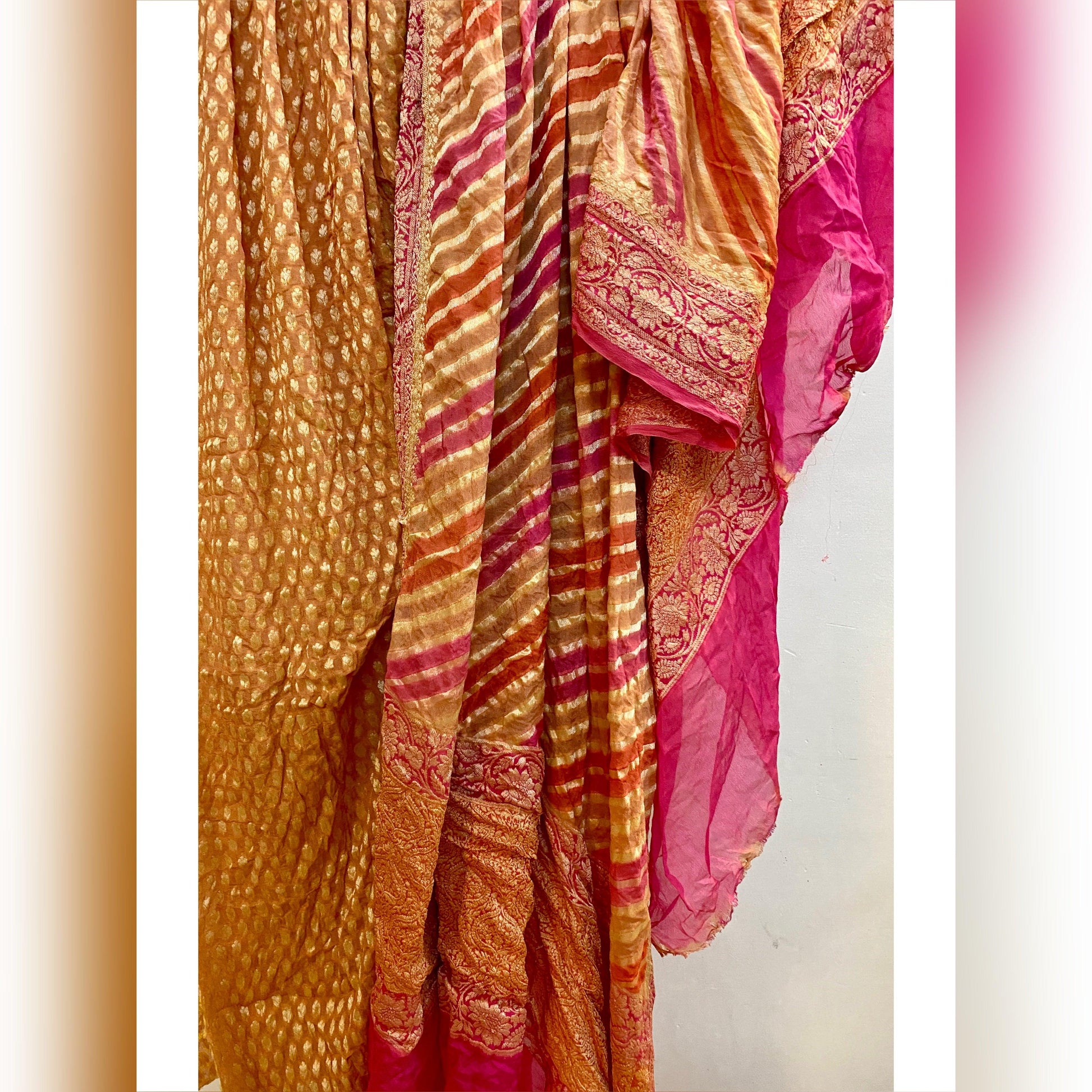 Exquisite Creme & Pink 3 pcs Khaddi Georgette Banarasi Dress Material by MBSOB - banarasi - banarasi saree shop