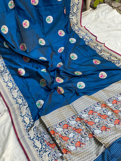 Exquisite Emerald Blue Banarasi Silk Saree by Shades Of Benares - banarasi - banarasi saree shop