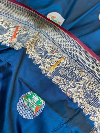 Exquisite Emerald Blue Banarasi Silk Saree by Shades Of Benares - banarasi - banarasi saree shop