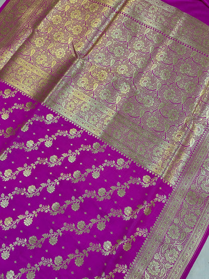 Exquisite Pink Banarasi Silk Saree: A Timeless Bridal Ensemble by Shades Of Benares - banarasi - banarasi saree shop