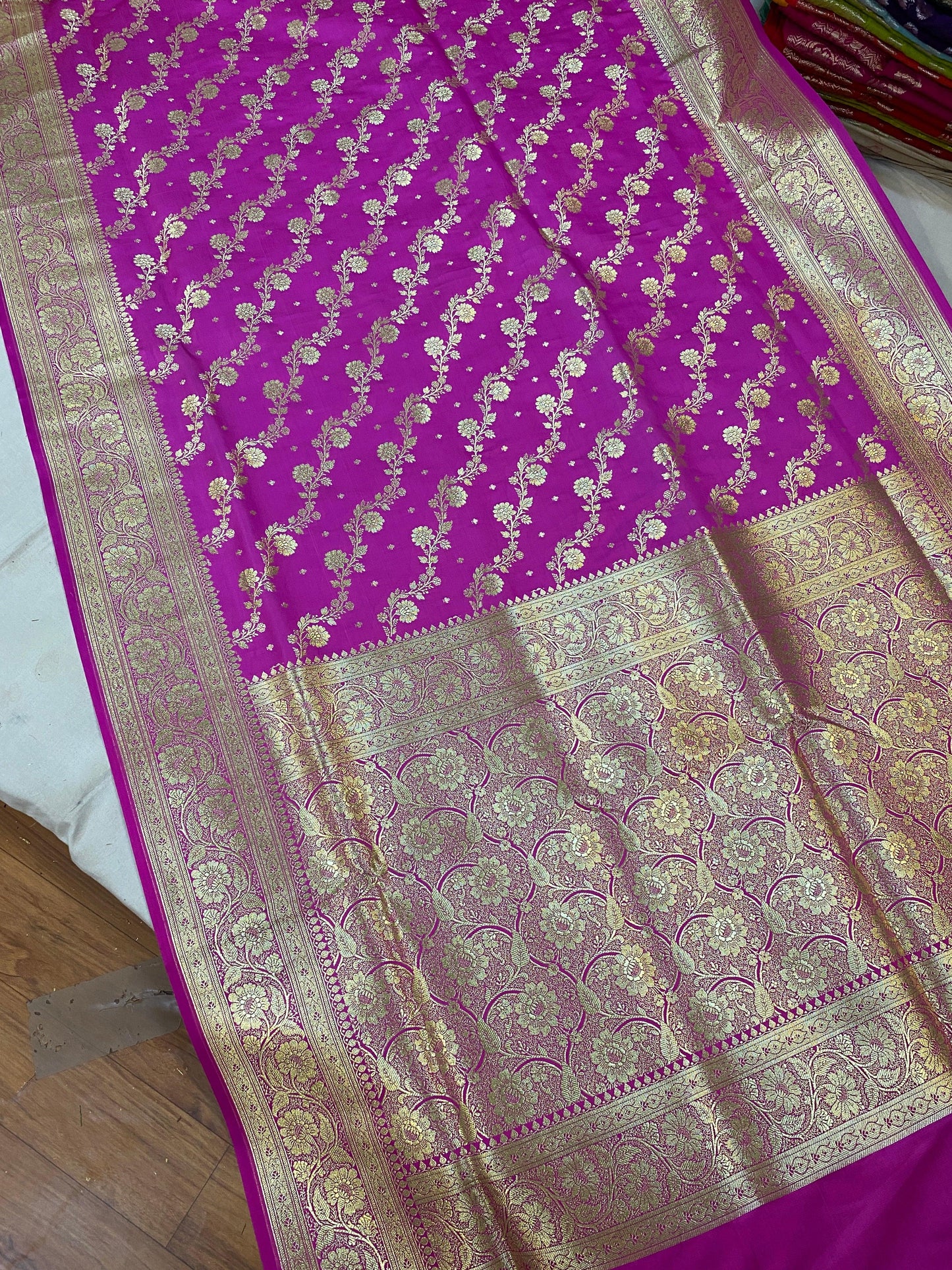 Exquisite Pink Banarasi Silk Saree: A Timeless Bridal Ensemble by Shades Of Benares - banarasi - banarasi saree shop