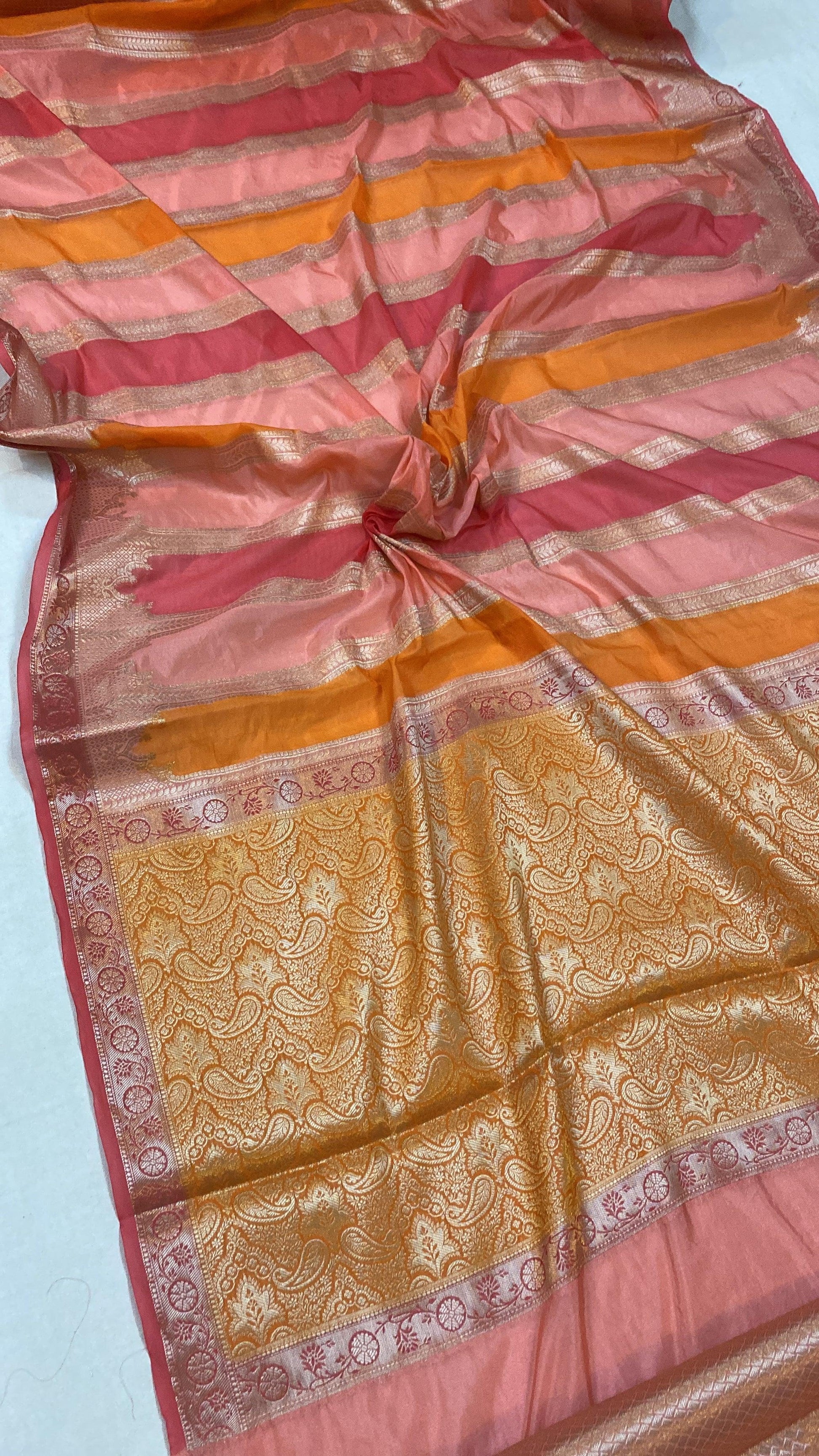 Handwoven Baby Pink Rangkaat Banarasi Silk Sari by Shades Of Benares - banarasi - banarasi saree shop