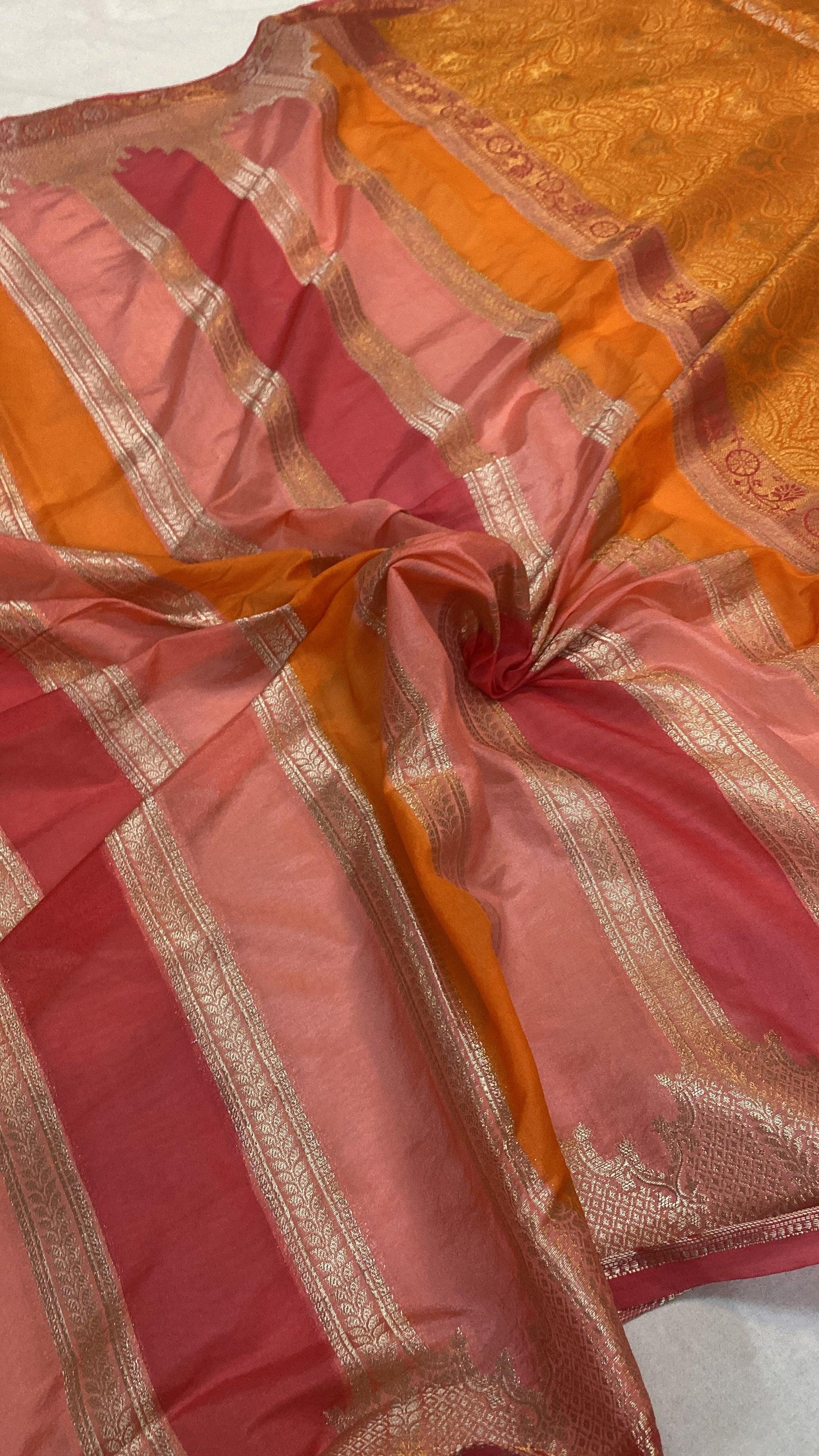 Handwoven Baby Pink Rangkaat Banarasi Silk Sari by Shades Of Benares - banarasi - banarasi saree shop