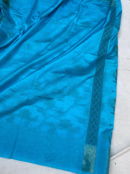 Handwoven Blue Banarasi Silk Sari by Shades Of Benares - banarasi - banarasi saree shop