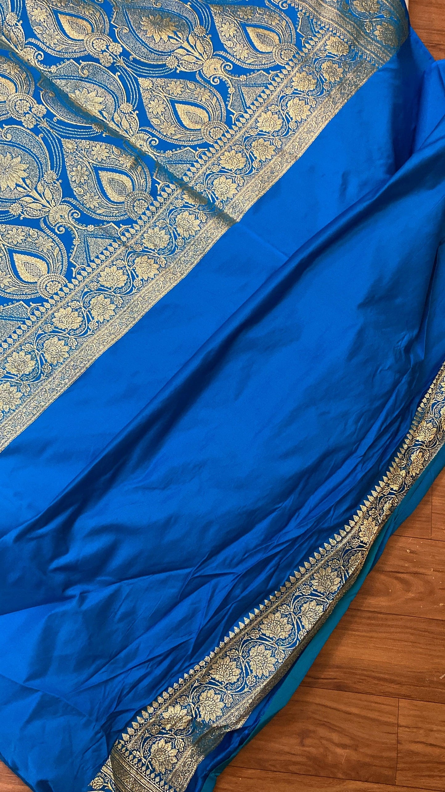 Handwoven Blue Banarasi Silk Sari by Shades Of Benares - banarasi - banarasi saree shop