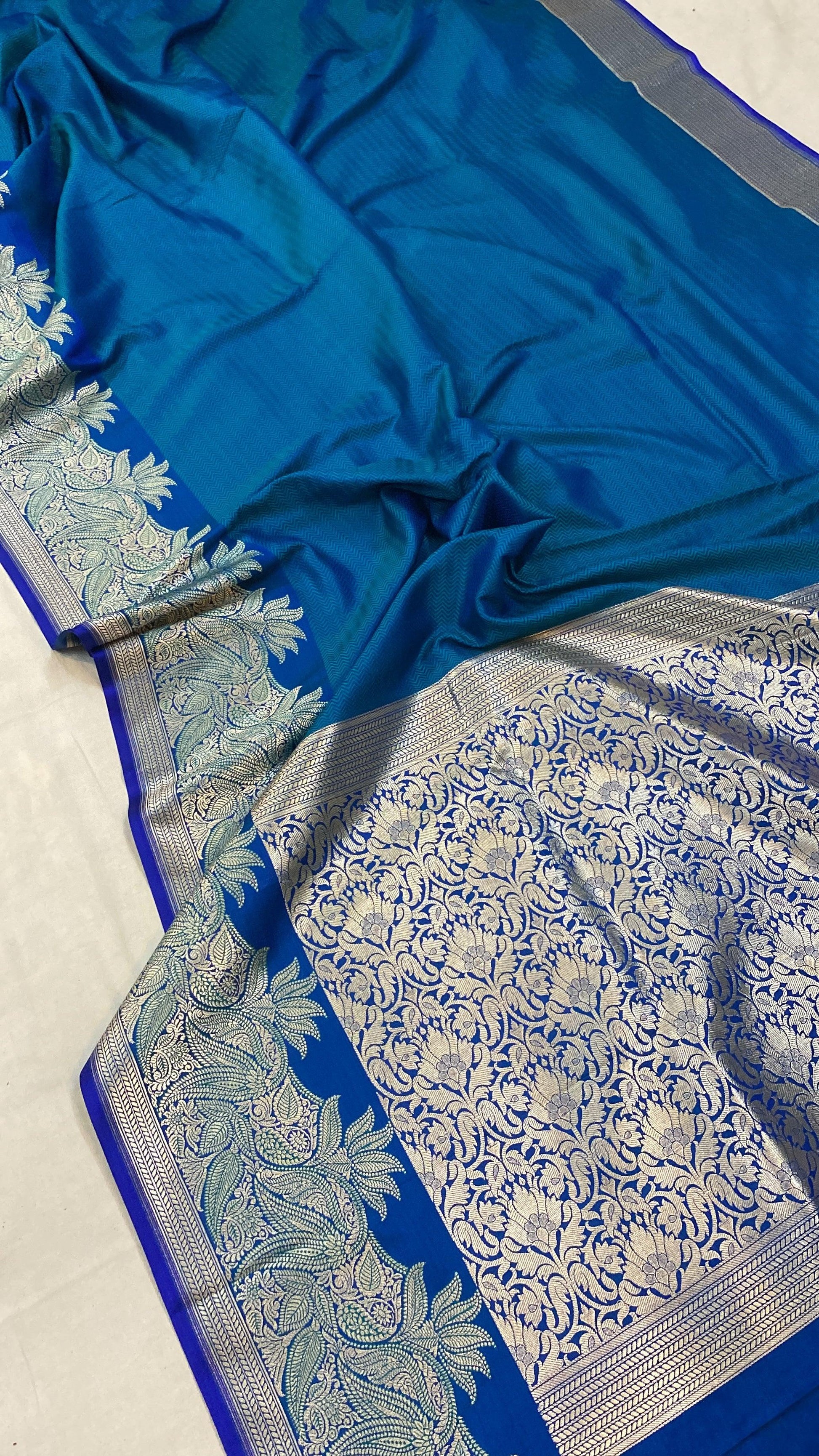 Handwoven Blue Pure Banarasi Silk Sari by Shades Of Benares - banarasi - banarasi saree shop