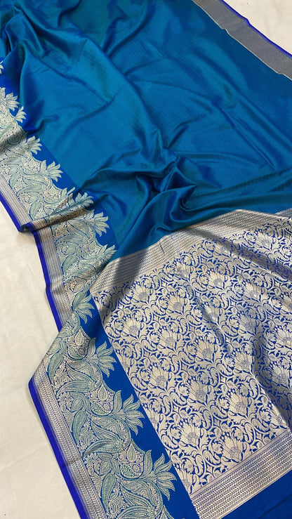 Handwoven Blue Pure Banarasi Silk Sari by Shades Of Benares - banarasi - banarasi saree shop