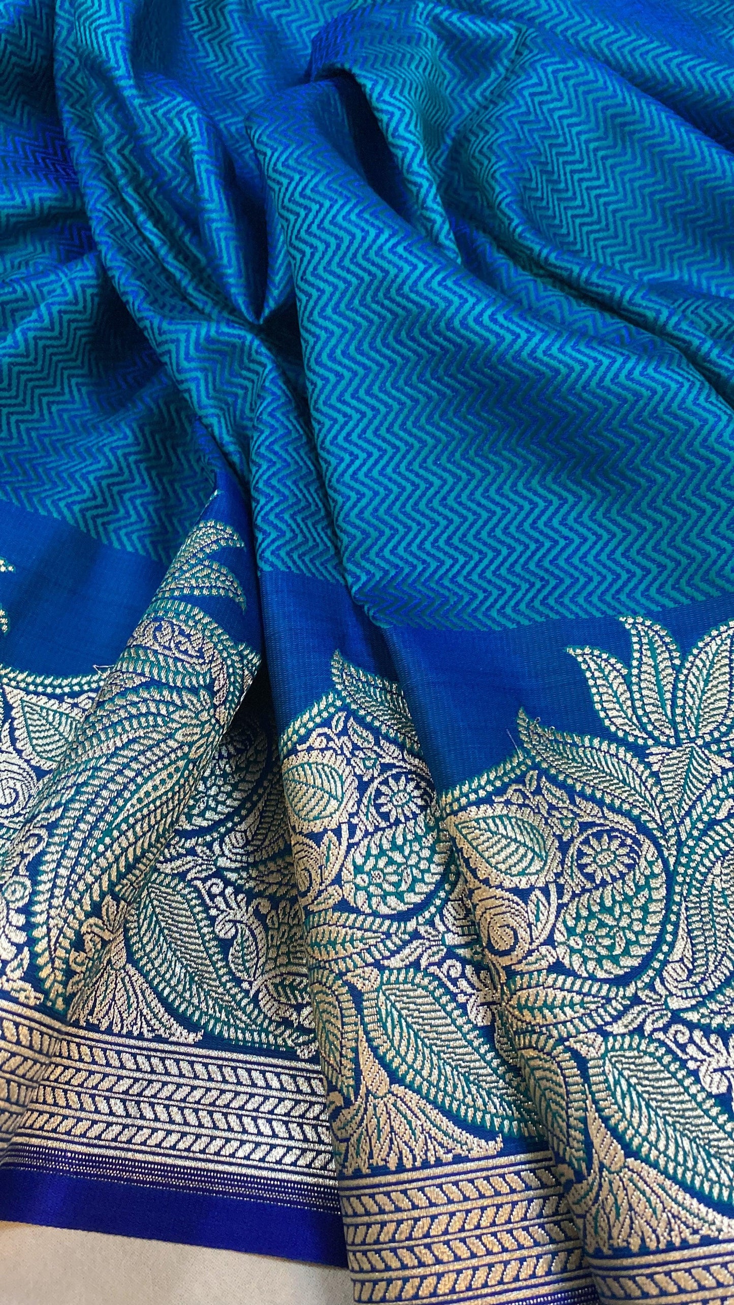 Handwoven Blue Pure Banarasi Silk Sari by Shades Of Benares - banarasi - banarasi saree shop