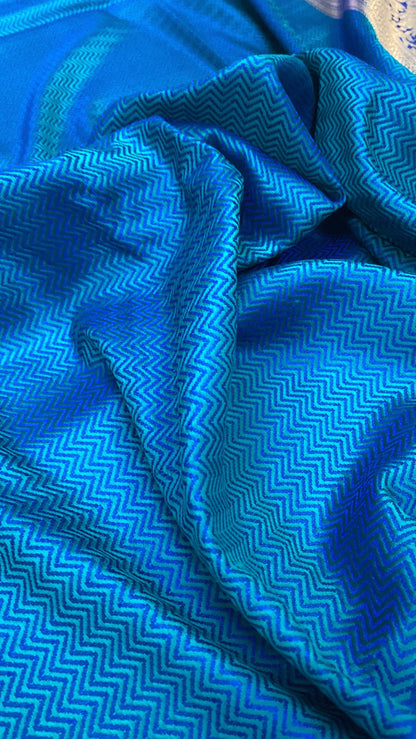 Handwoven Blue Pure Banarasi Silk Sari by Shades Of Benares - banarasi - banarasi saree shop