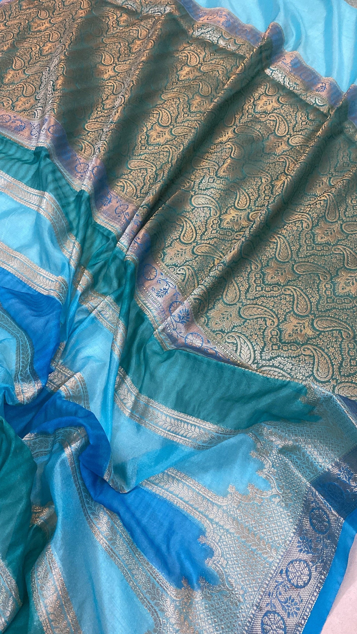 Handwoven Blue Rangkaat Banarasi Silk Sari by Shades Of Benares - banarasi - banarasi saree shop