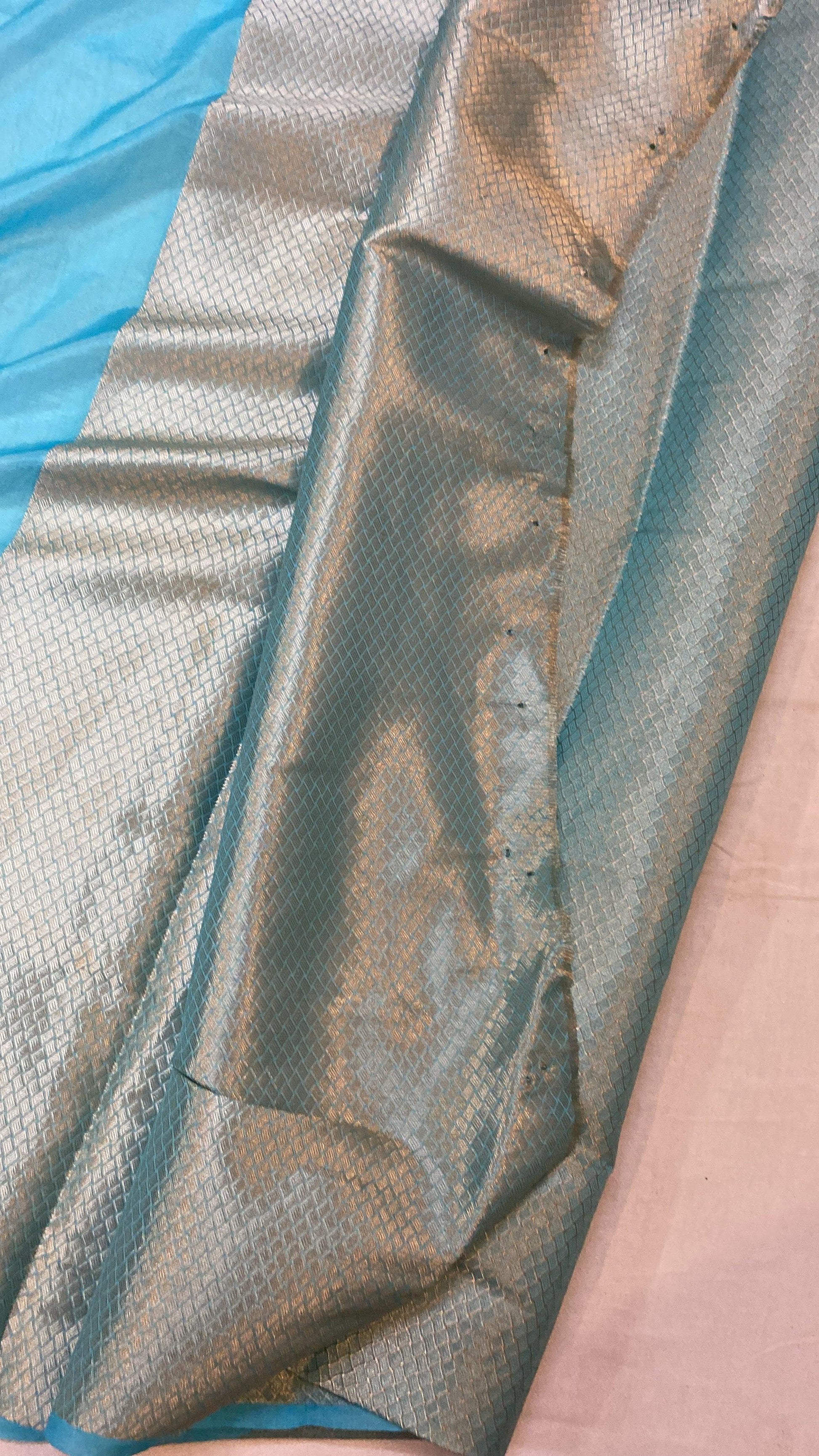 Handwoven Blue Rangkaat Banarasi Silk Sari by Shades Of Benares - banarasi - banarasi saree shop