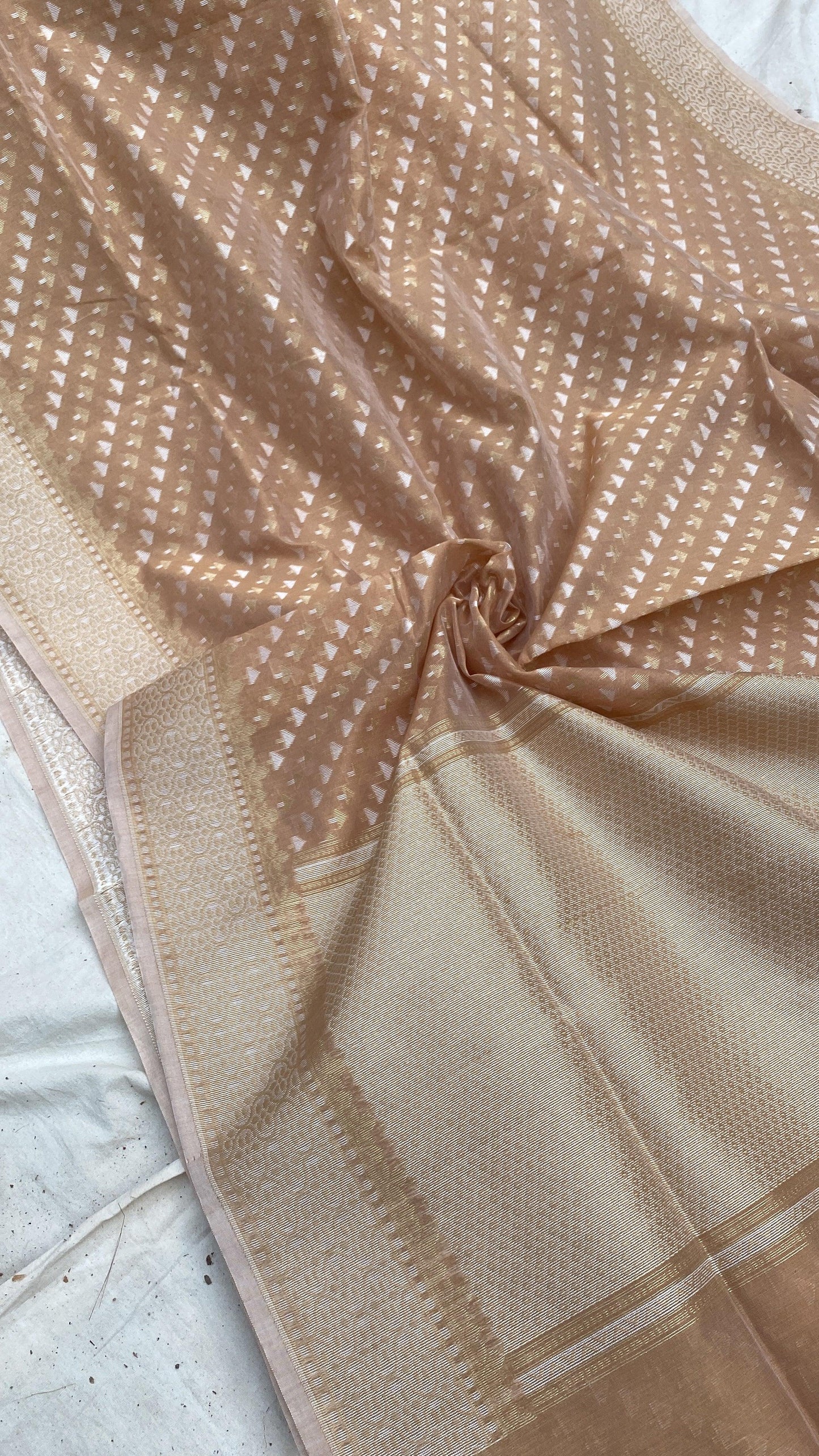 Handwoven Brown Pure Banarasi Cotton Sari by Shades Of Benares - banarasi - banarasi saree shop