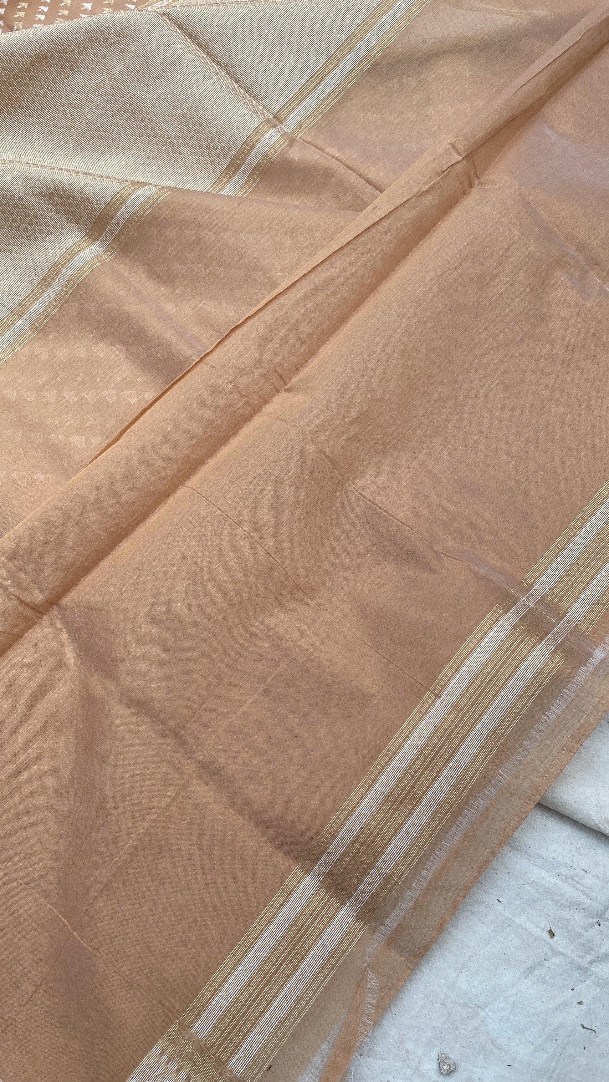 Handwoven Brown Pure Banarasi Cotton Sari by Shades Of Benares - banarasi - banarasi saree shop