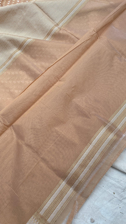 Handwoven Brown Pure Banarasi Cotton Sari by Shades Of Benares - banarasi - banarasi saree shop