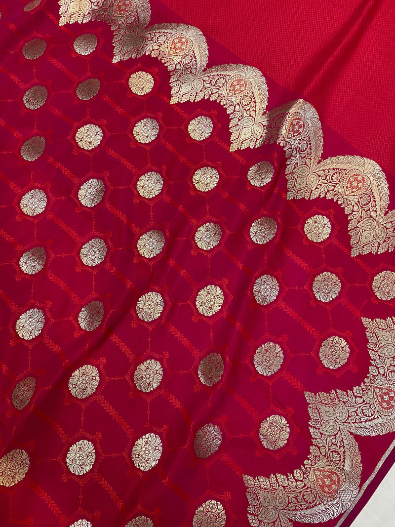 Handwoven Deep Pink Pure Banarasi Silk Sari by Shades Of Benares - banarasi - banarasi saree shop