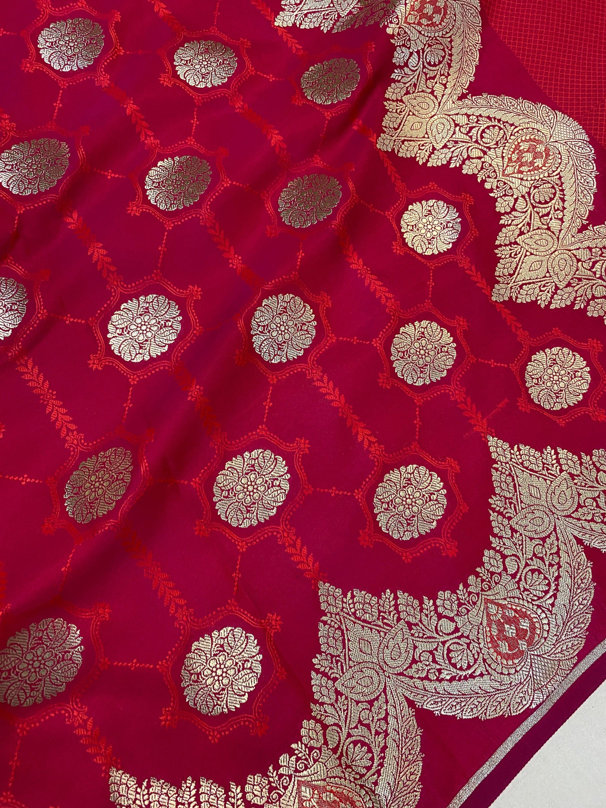 Handwoven Deep Pink Pure Banarasi Silk Sari by Shades Of Benares - banarasi - banarasi saree shop