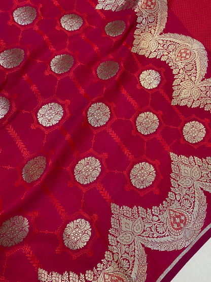 Handwoven Deep Pink Pure Banarasi Silk Sari by Shades Of Benares - banarasi - banarasi saree shop