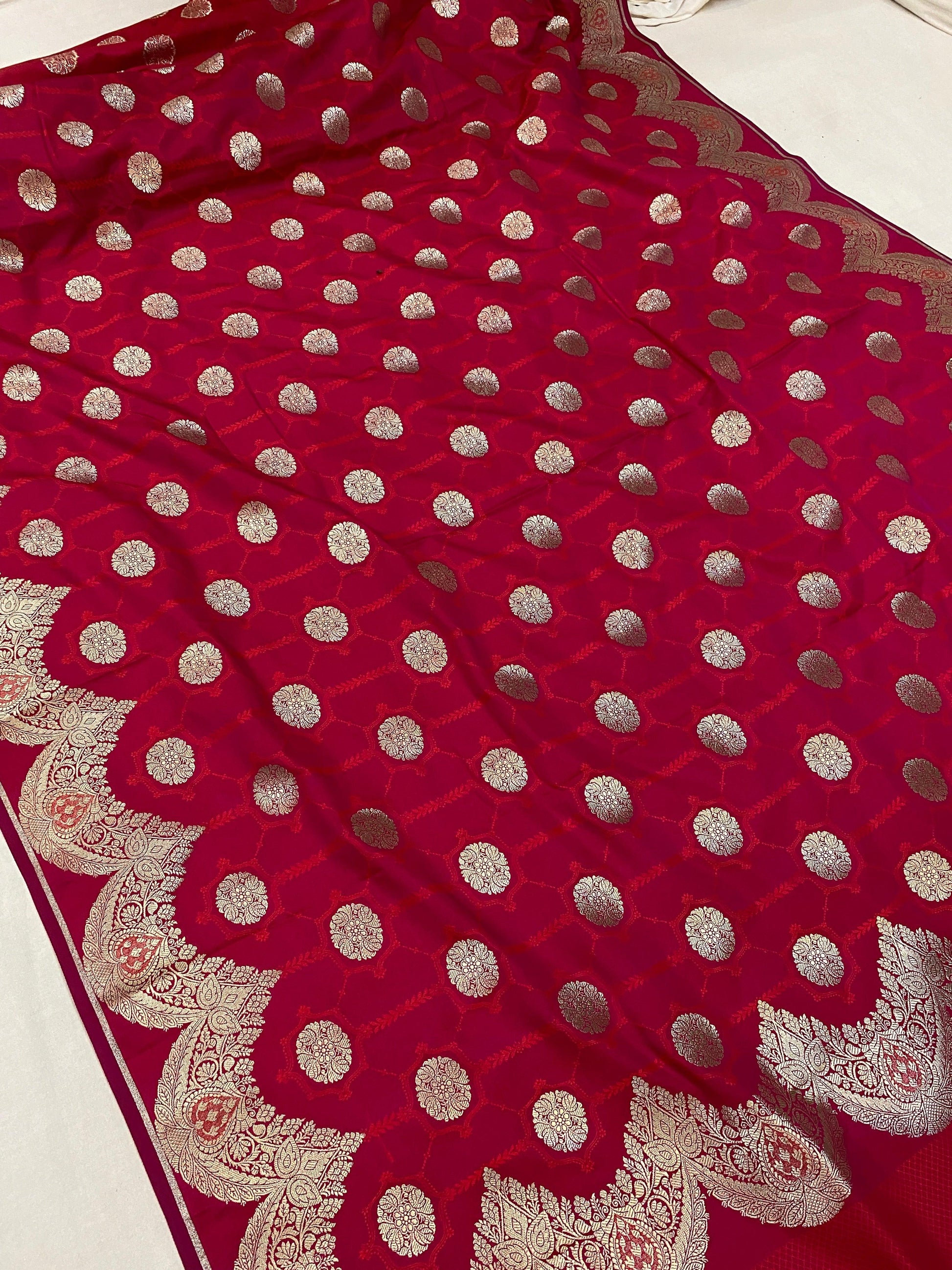 Handwoven Deep Pink Pure Banarasi Silk Sari by Shades Of Benares - banarasi - banarasi saree shop