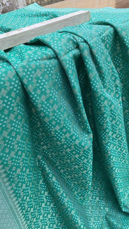 Handwoven Green Pure Banarasi Cotton Sari by Shades Of Benares - banarasi - banarasi saree shop