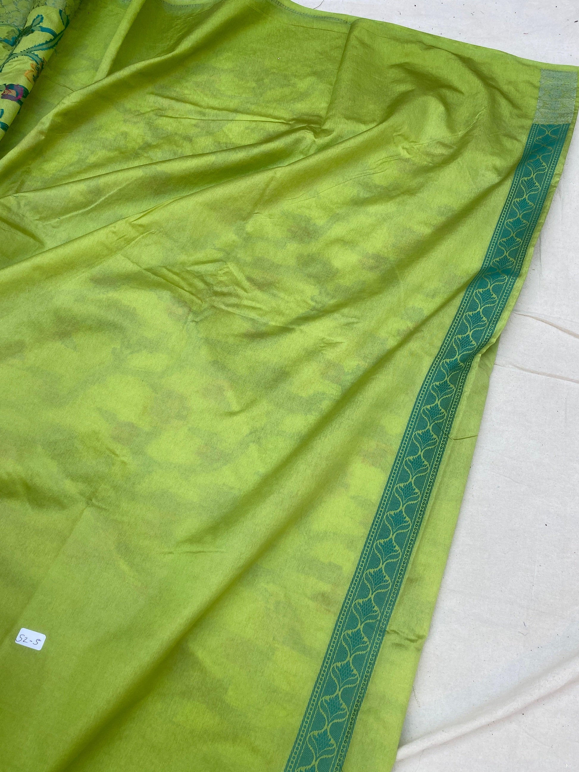 Handwoven Leaf Green Banarasi Silk Sari by Shades Of Benares - banarasi - banarasi saree shop