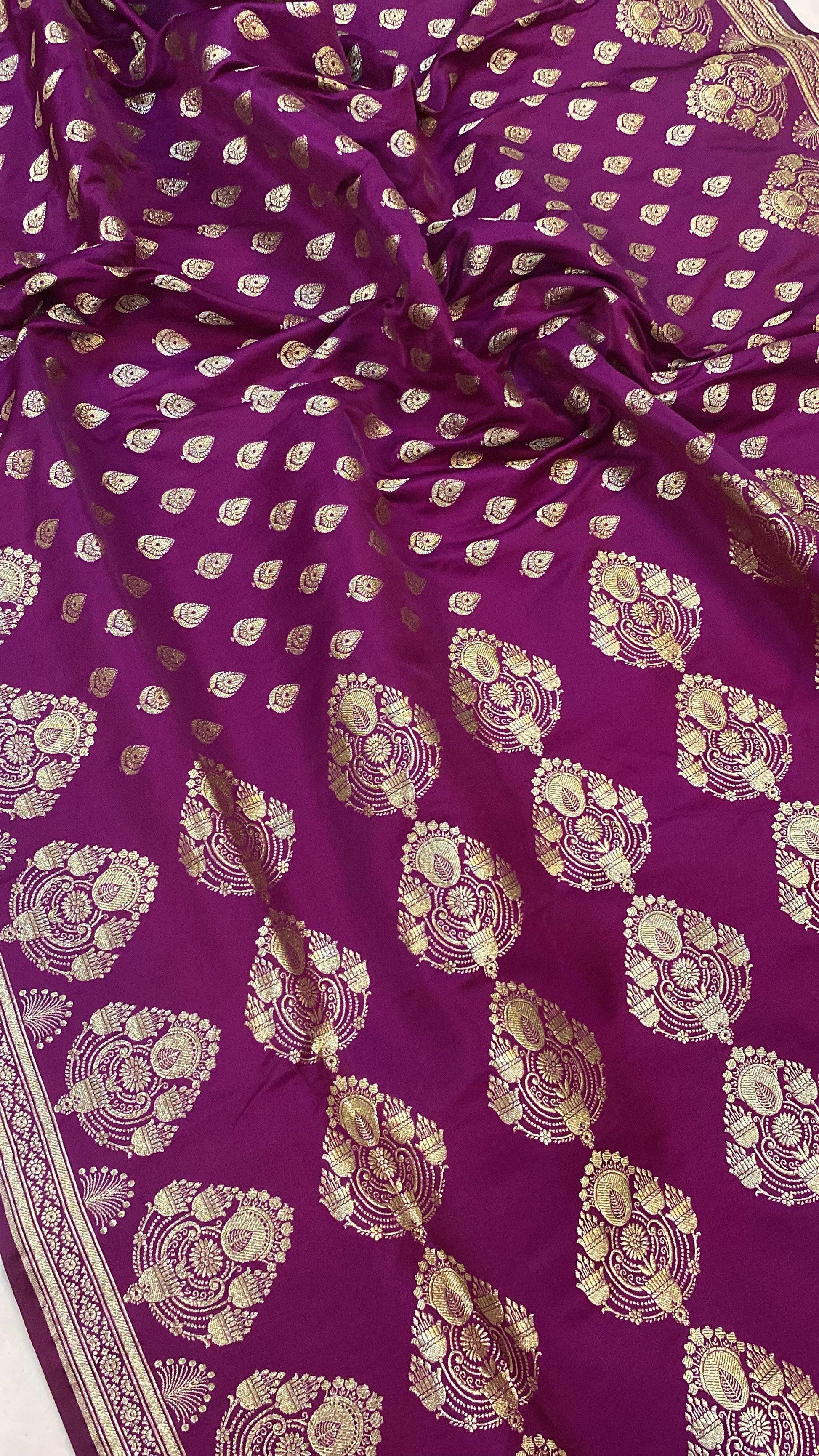 Handwoven Magenta Banarasi Silk Sari by Shades Of Benares - banarasi - banarasi saree shop