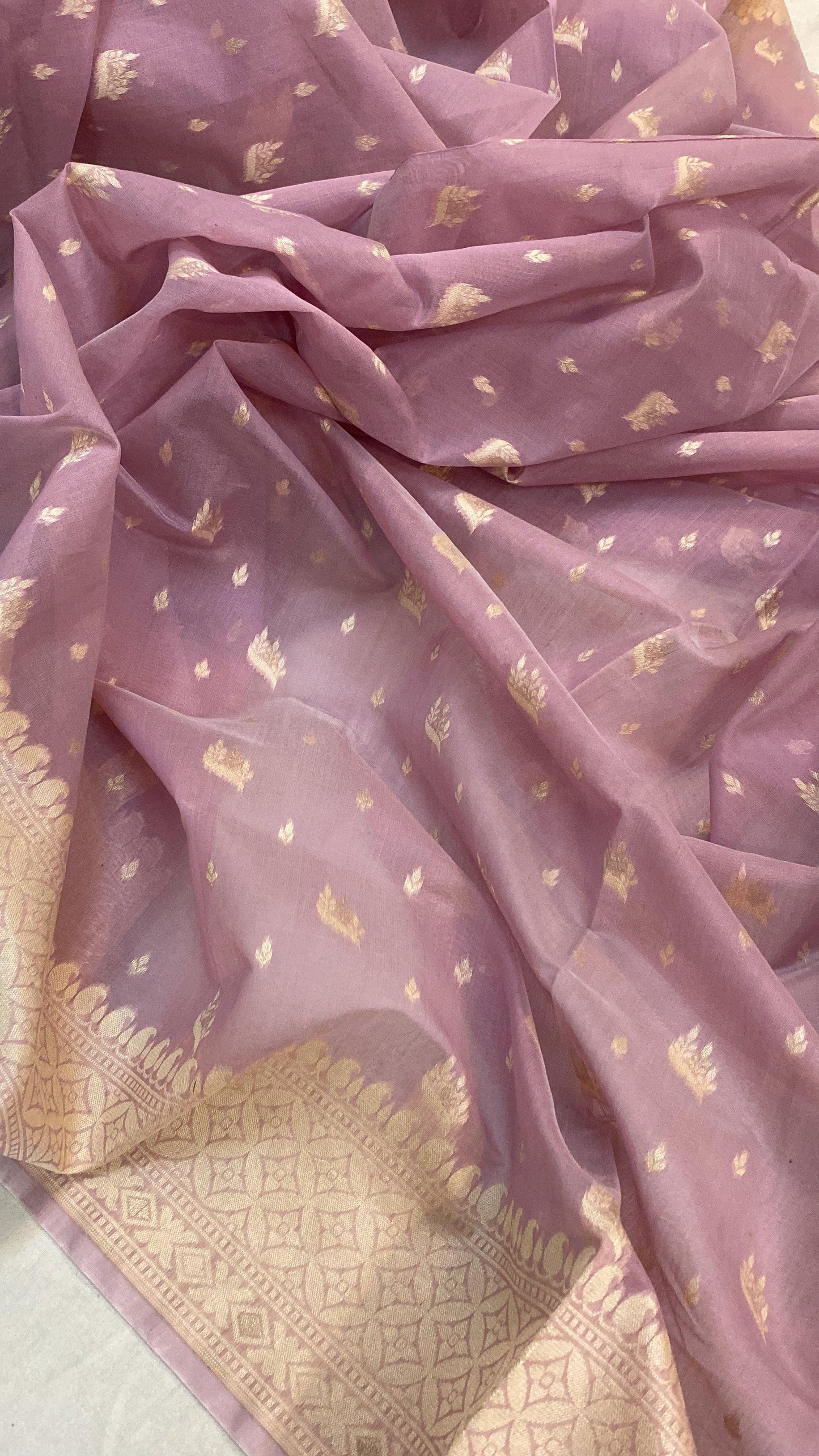 Handwoven Moave Pure Banarasi Cotton Sari by Shades Of Benares - banarasi - banarasi saree shop