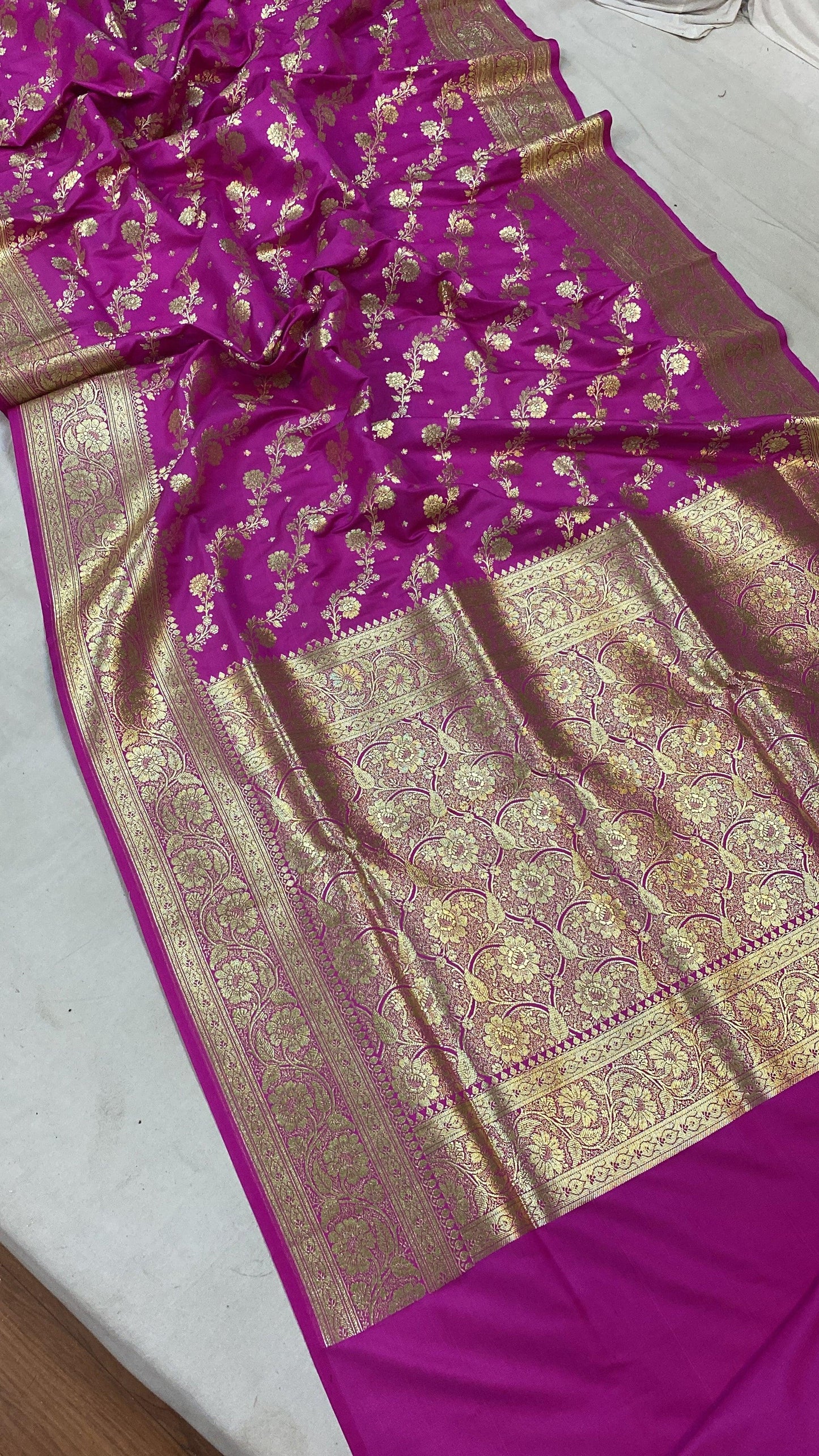 Handwoven Pink Banarasi Silk Sari by Shades Of Benares - banarasi - banarasi saree shop