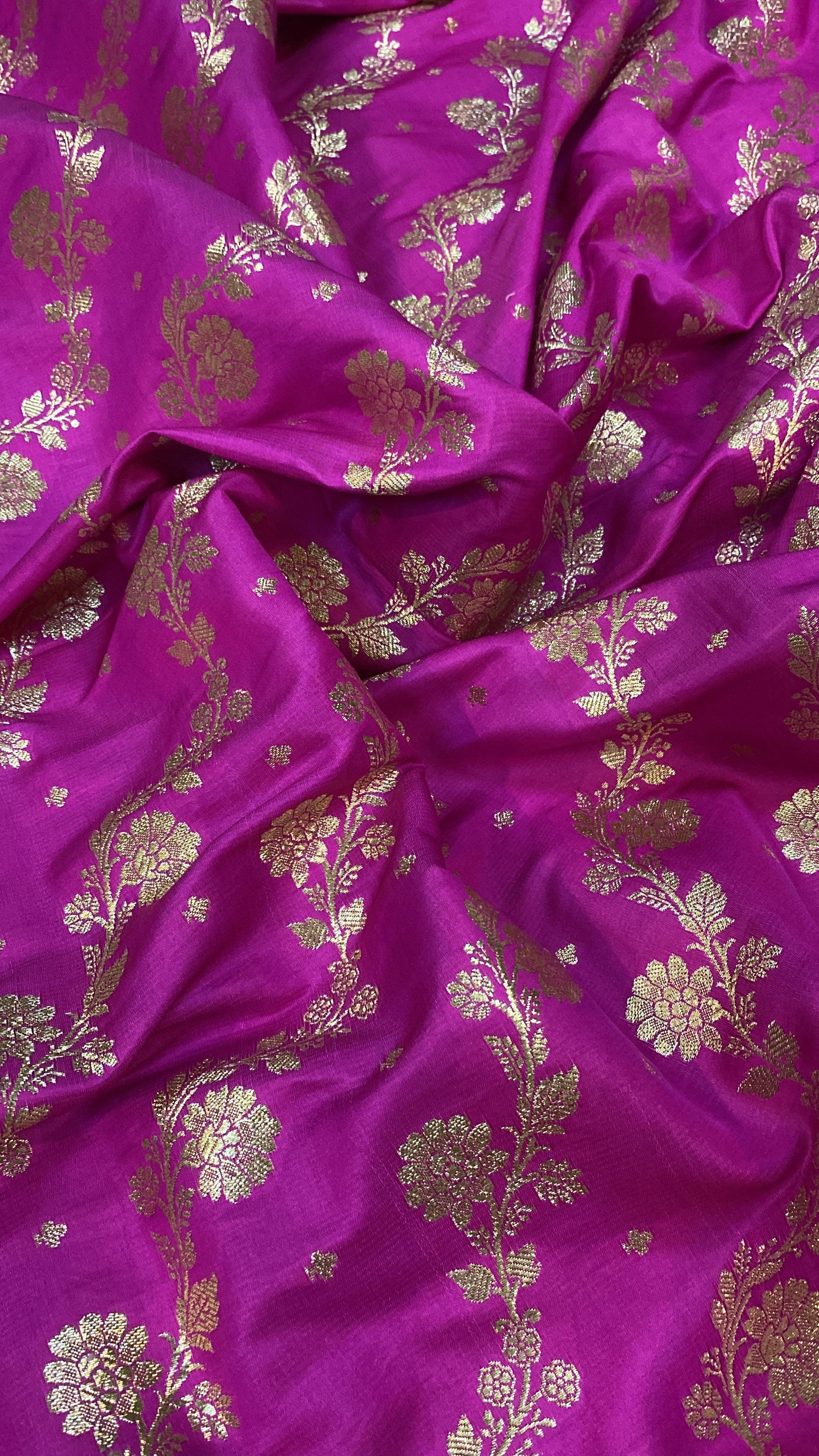 Handwoven Pink Banarasi Silk Sari by Shades Of Benares - banarasi - banarasi saree shop