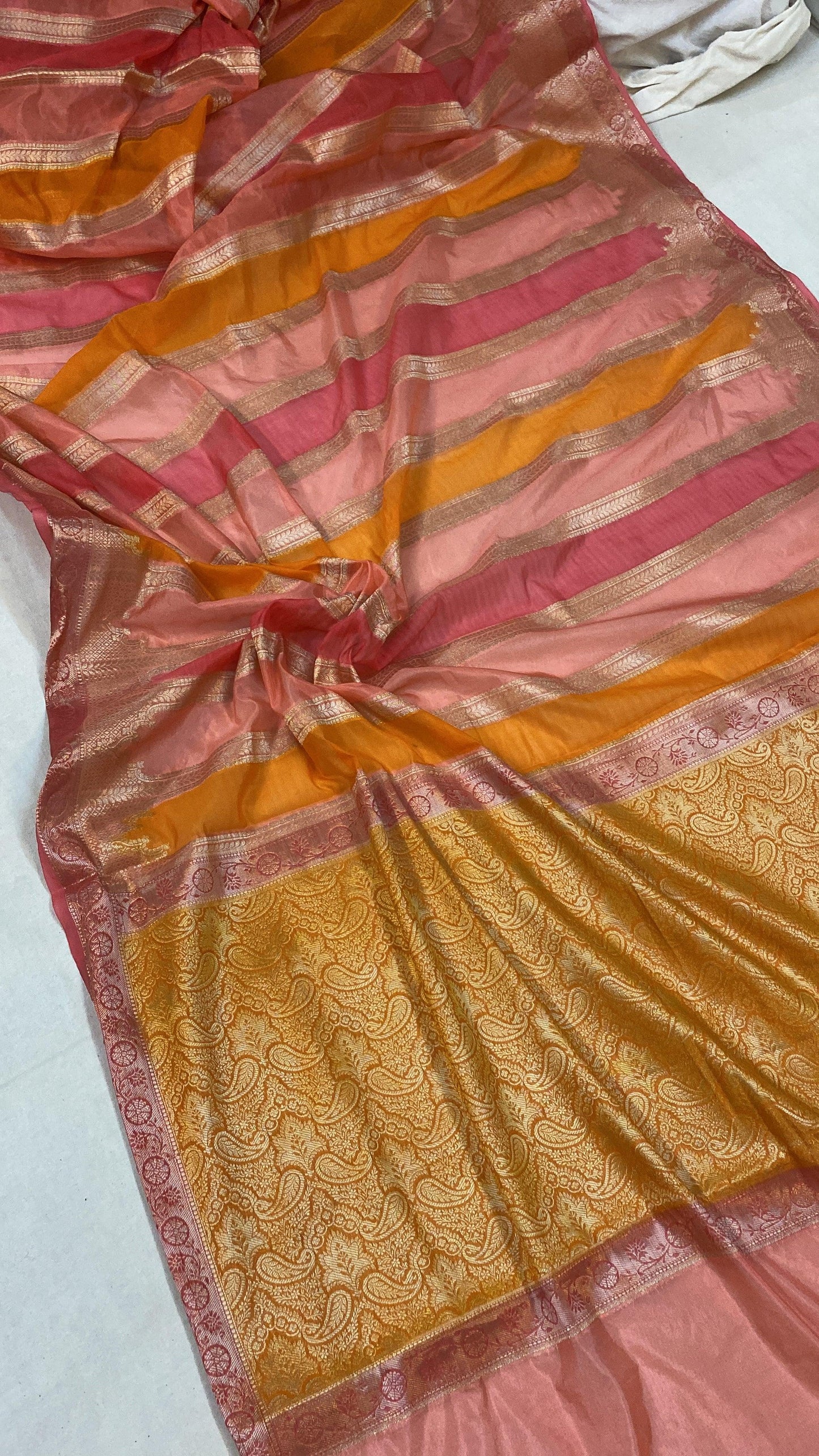 Handwoven Pink Rangkaat Banarasi Silk Sari by Shades Of Benares - banarasi - banarasi saree shop