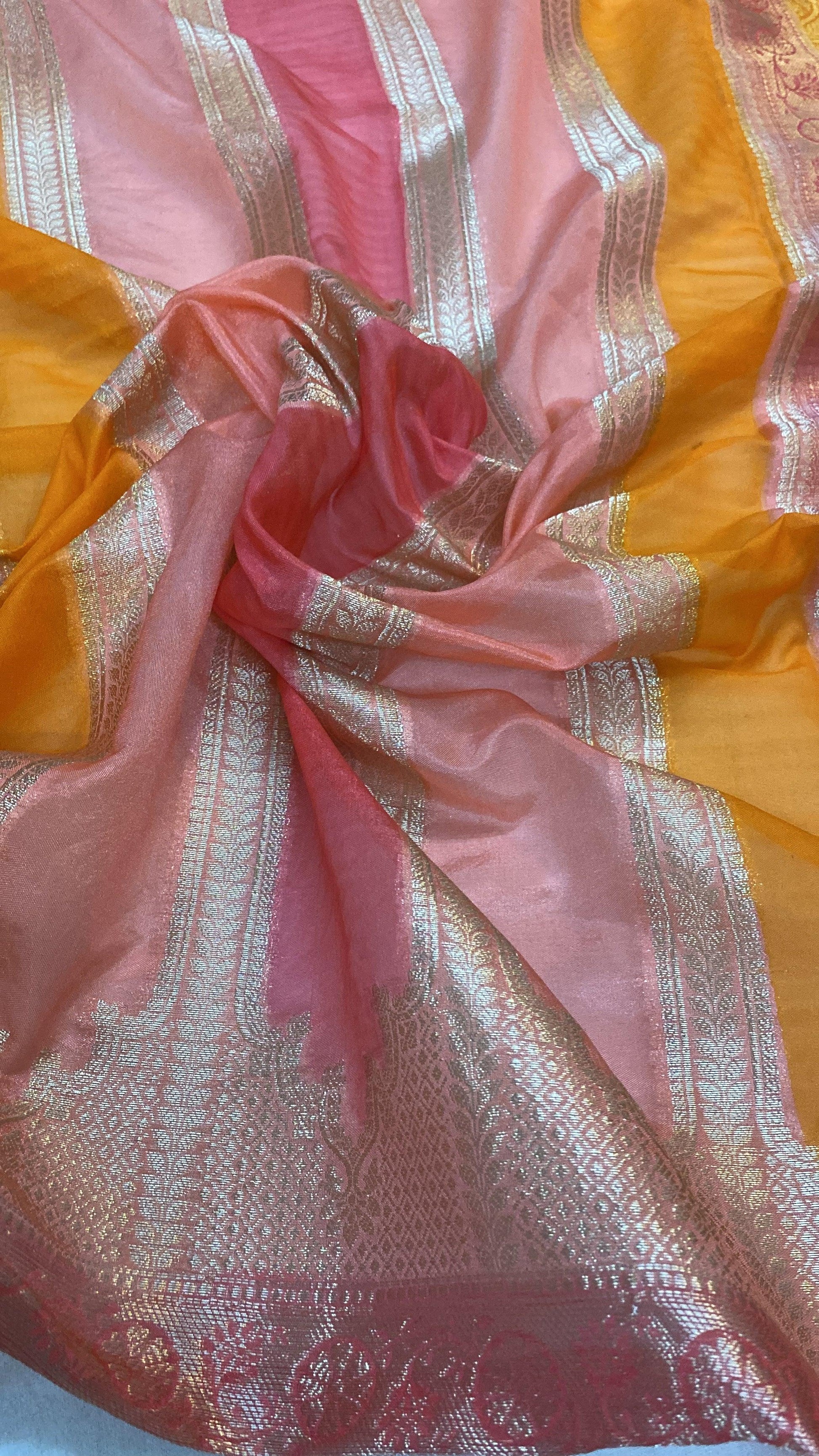 Handwoven Pink Rangkaat Banarasi Silk Sari by Shades Of Benares - banarasi - banarasi saree shop